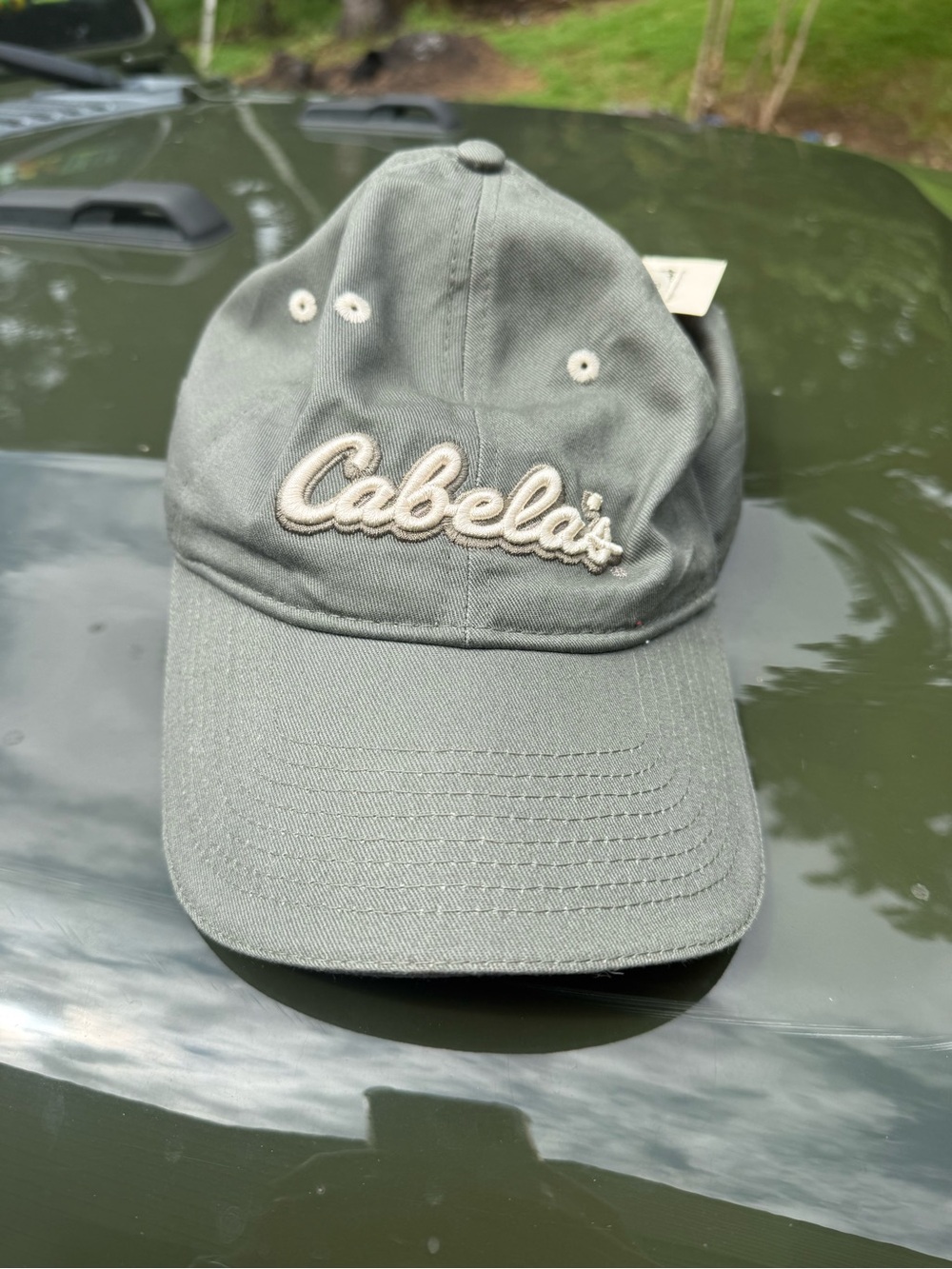 Cabela's Olive Green Embroidered Script Logo Cap